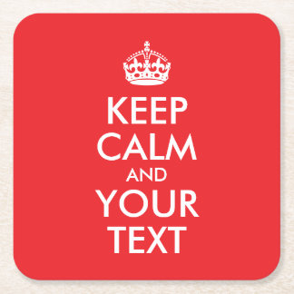 Rot und Weiß Behalten Ruhe und Ihr Text Rechteckiger Pappuntersetzer
