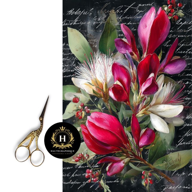 Rot und Weiß Botanischer Bouquet Dekoupage Seidenpapier (Wrap Candle Gift Boxes with Luxe Botanicals)