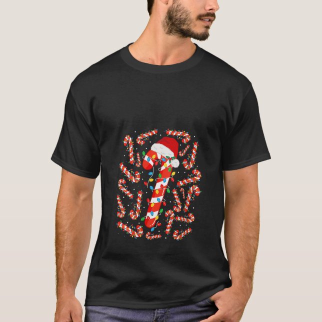 Rot und Weiß Candy Cane Weihnachten Weihnachten Xm T-Shirt (Vorderseite)