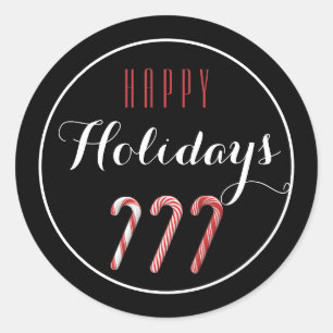 Rot und Weiß Candy Canes Happy Holiday Sticker