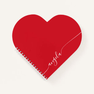 Rot und Weiß Elegantes zartes Signaturskript Notizbuch