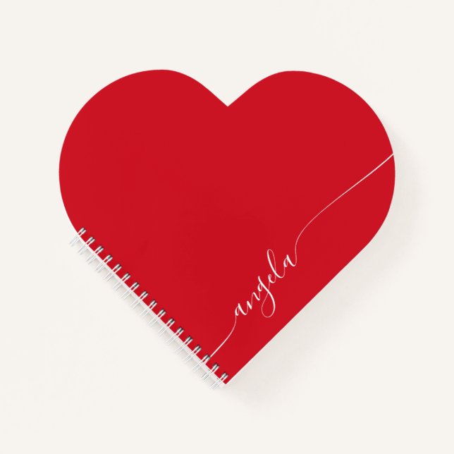 Rot und Weiß Elegantes zartes Signaturskript Notizbuch (Vorderseite)