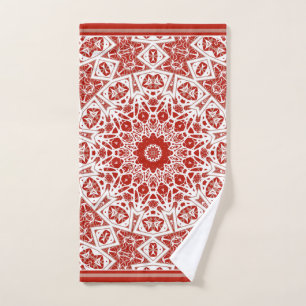 Rot und Weiß, ethnische Bandana Badhandtuch Set