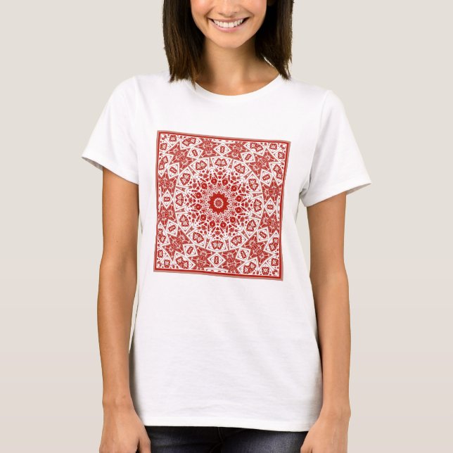 Rot und Weiß, ethnische Bandana T-Shirt (Vorderseite)