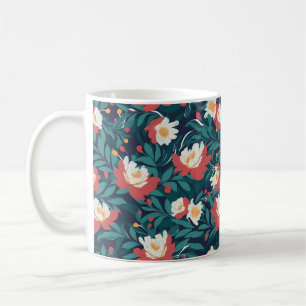 Rot und Weiß floral Kaffeetasse