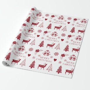 Rot und Weiß frohe Weihnachten Geschenkpapier