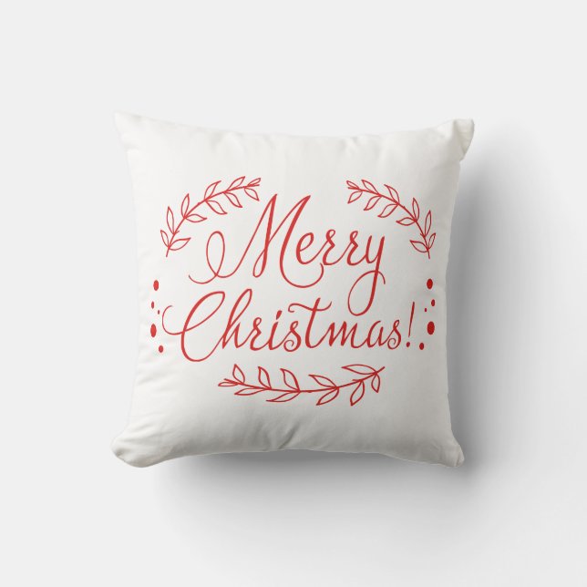 Rot und Weiß frohe WeihnachtenPillow Kissen (Vorderseite)