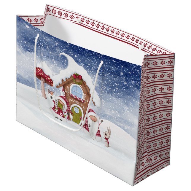 Rot und Weiß für Feiertage Große Geschenktüte (Vorderseite Schrägansicht)