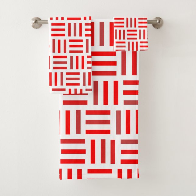 rot und weiß geometrisch badhandtuch set (Insitu)