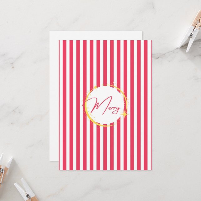 Rot und Weiß gestreift Merry Holiday (Vorderseite/Rückseite Beispiel)