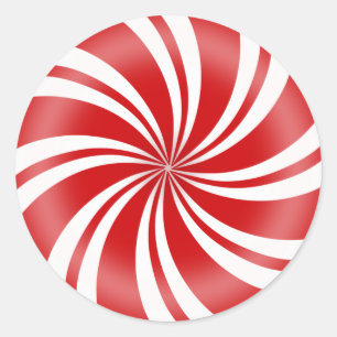 Rot und weiß gestreifte Pfefferminzbonbons Runder Aufkleber