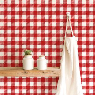 Rot und Weiß Gingham Checkered Tapete