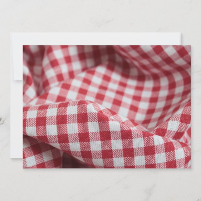 Rot und Weiß Gingham Fabric Einladung (Vorderseite)