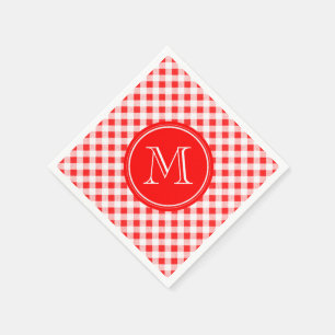 Rot und Weiß Gingham, Ihre Monogramm Serviette