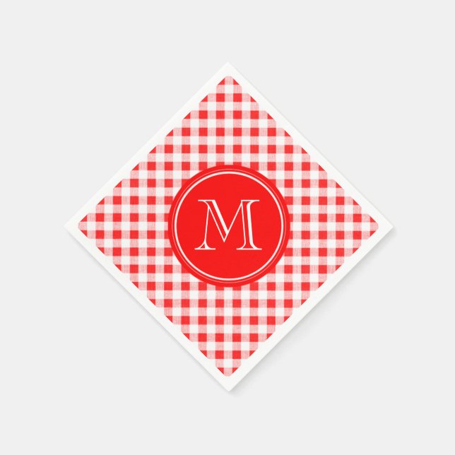 Rot und Weiß Gingham, Ihre Monogramm Serviette (Ecke)