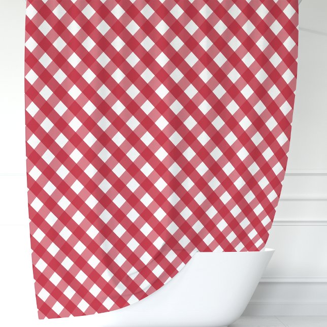 Rot und Weiß Gingham Kariert Duschvorhang (Von Creator hochgeladen)