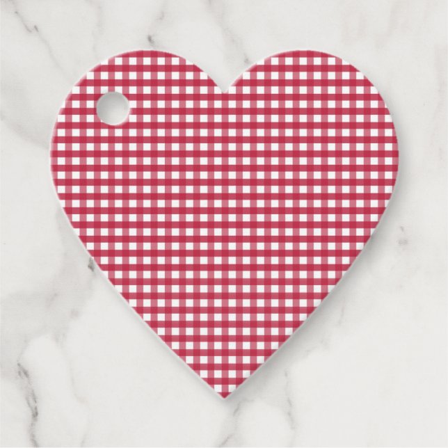 Rot und Weiß Gingham Kariert Geschenkanhänger (Vorderseite)