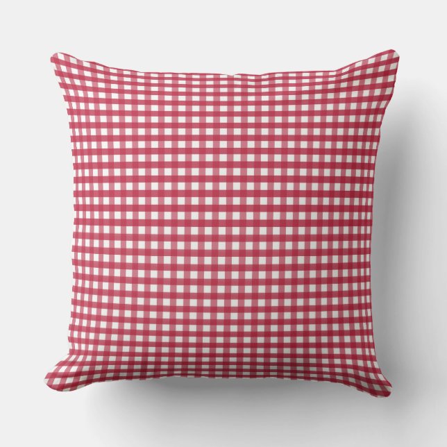 Rot und Weiß Gingham Kissen (Vorderseite)