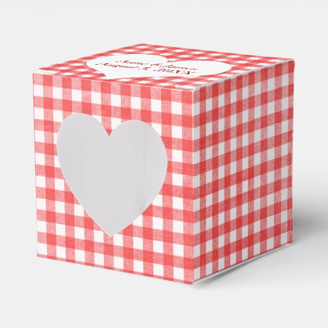 Rot und Weiß Gingham mit Herz-Gefallen Box Geschenkschachtel (Vorderseite)