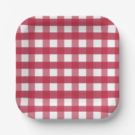 Rot und Weiß Gingham Pappteller