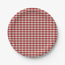 Rot und Weiß Gingham Pappteller