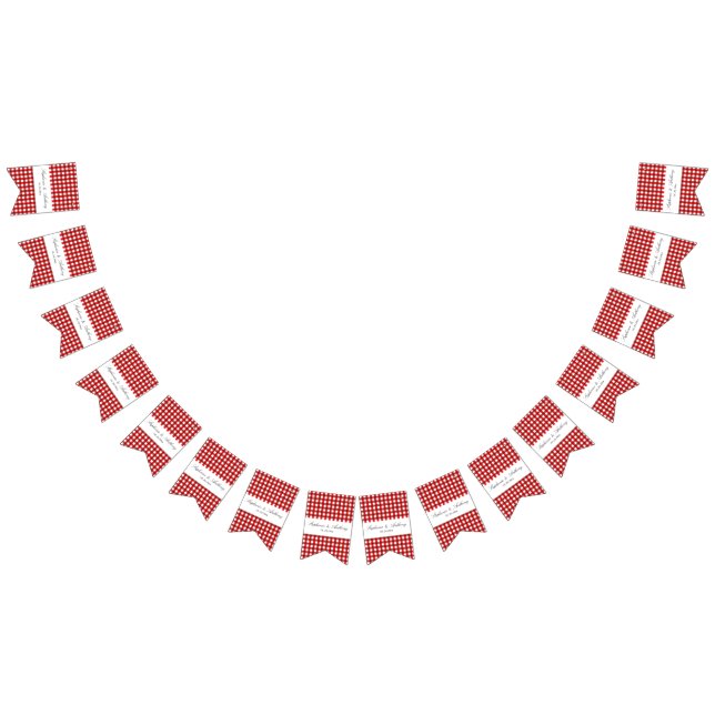 Rot und Weiß Gingham Pattern Barbeque Wedding Wimpelkette (Alle)
