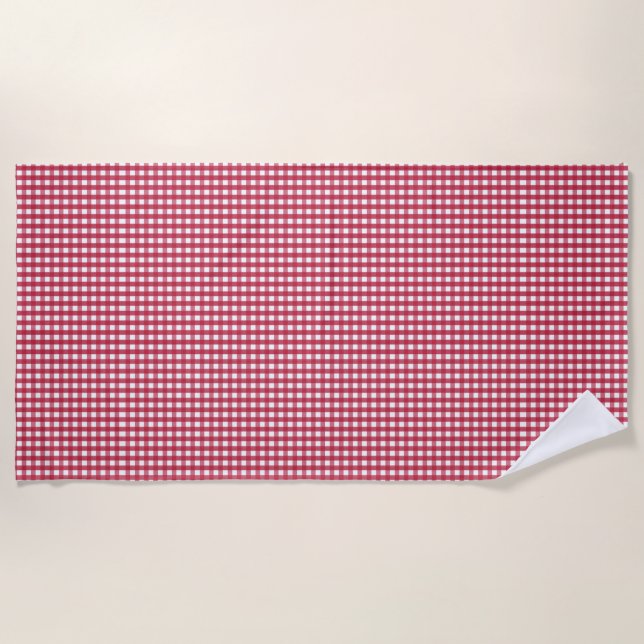 Rot und Weiß Gingham Strandtuch (Vorderseite)