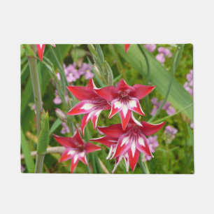 Rot und Weiß Gladiolas Sommer botanisch Fußmatte