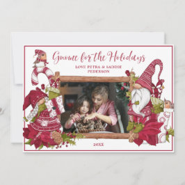 Rot und Weiß Gnome für das Holidays Foto Feiertagskarte