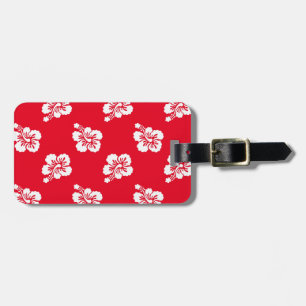 Rot und Weiß Hibiskus Blumen Gepäckanhänger