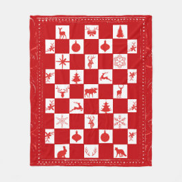 Rot und Weiß Holz Fleece Blanket