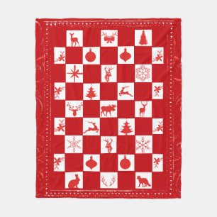 Rot und Weiß Holz Fleece Blanket