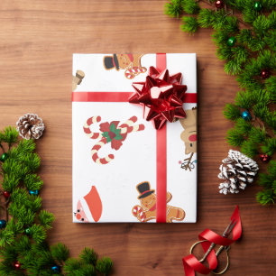 Rot und Weiß Illustriert frohe Weihnachten Geschenkpapier