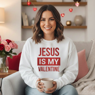 Rot und Weiß Jesus ist mein Valentin Christlich Sweatshirt
