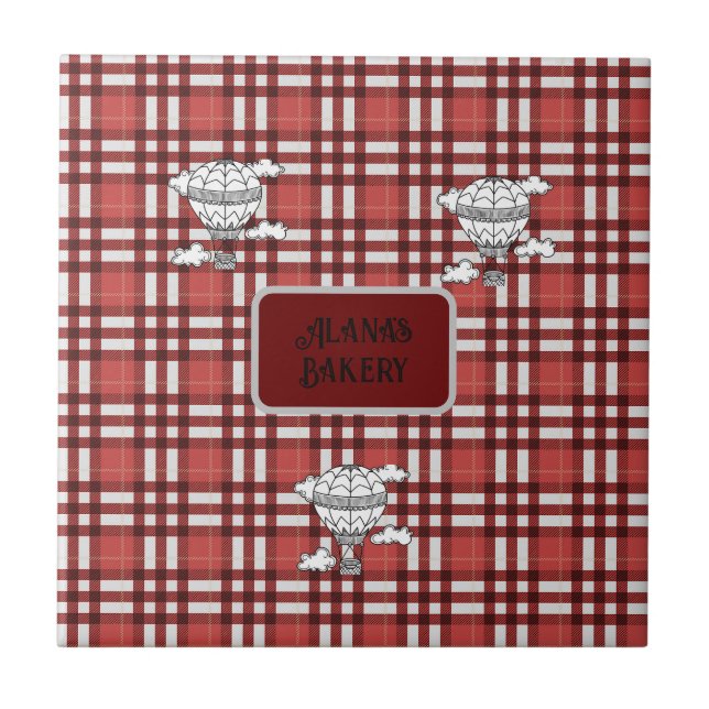 Rot und Weiß Kariert Fliese (Vorderseite)