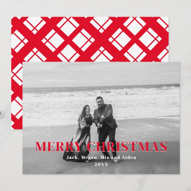 Rot und Weiß kariert frohe Weihnachten (Vorne/Hinten)