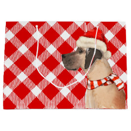Rot und Weiß Kariert mit Great Dane Dog Weihnachte Große Geschenktüte
