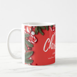 Rot und Weiß Minimalistisch Frohe Weihnachtsfeier Kaffeetasse