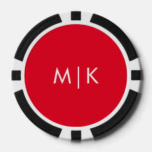 Rot und Weiß   Modernes Monogramm Pokerchips