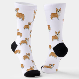 Rot und Weiß Pembroke Welsh Corgi Dog Art Muster Socken