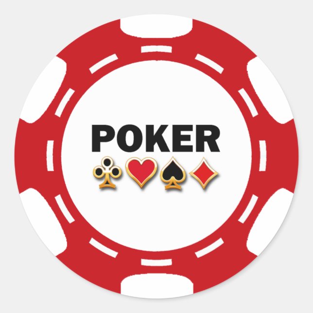 ROT UND WEISS POKER CHIP RUNDER AUFKLEBER (Vorderseite)
