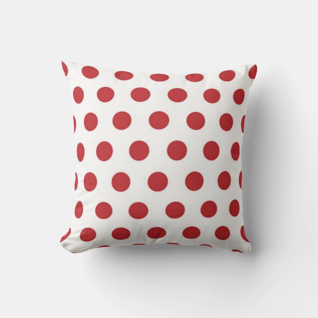 Rot und Weiß Polka Dot Cushion Kissen (Vorderseite)