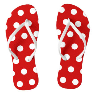 Rot und Weiß Polka Dot Flip Flops