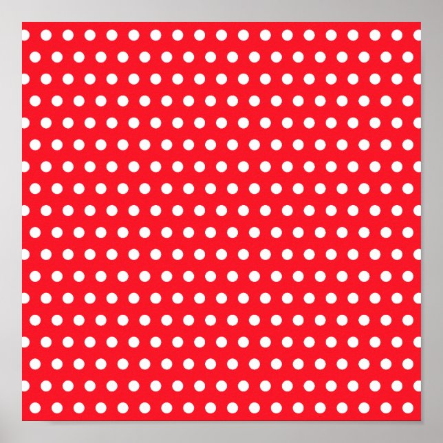 Rot und Weiß Polka Dot Muster. Spotty. Poster (Vorne)