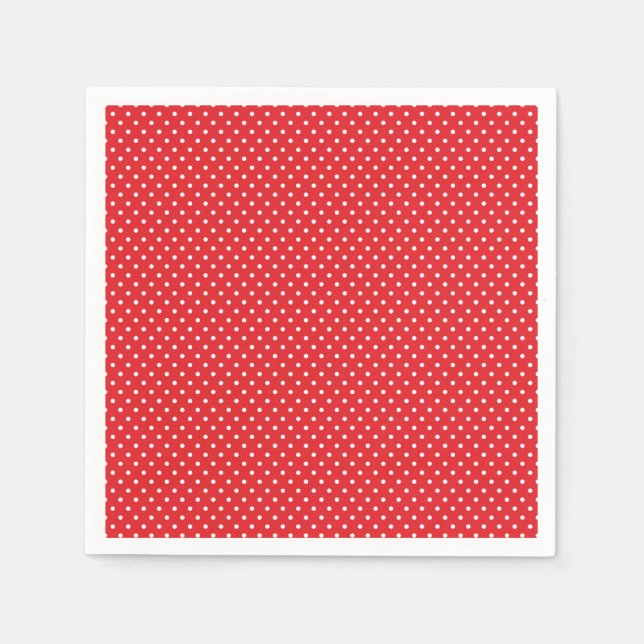 Rot und Weiß Polka Dot Napkins Serviette (Vorderseite)