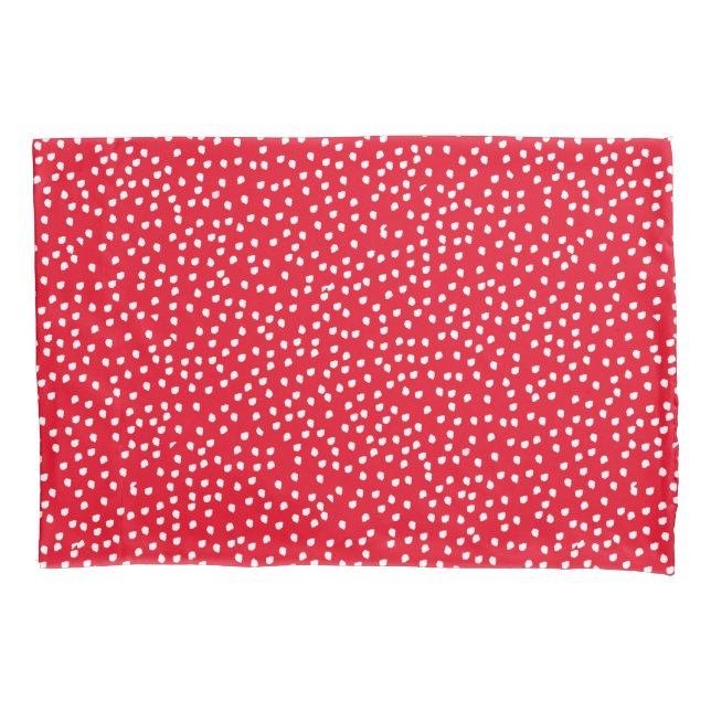 Rot und Weiß Polka Dot Pillowcase Kissenbezug (Vorderseite)