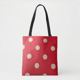 Rot und Weiß Polka Dot - Tote Bag