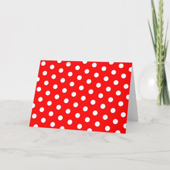 Rot und Weiß Polka Dots Blank Karte (Vorderseite)