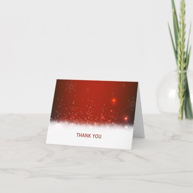 Rot und Weiß Schnee Winter geklappt Danke Karte (Vorderseite)