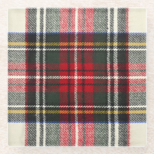 Rot und weiß Schottische Tartan kariert. Glasuntersetzer (Vorderseite)